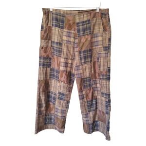 Tulip Madras Patchwork Plaid Wide Leg Pants Womens XL Art To Wear Lagenlook